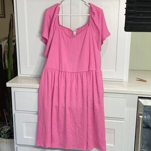 Ava VIV Vibrant Pink Textured Dress